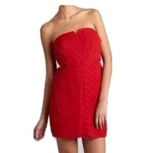 Silk Mini Elegant Red Strapless Dress